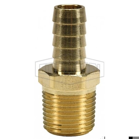 Dixon Hose Barb Fitting, 3/8 x 1/2 in Nominal, MNPT x Hose Barb End Style, Brass 1020806CLF
